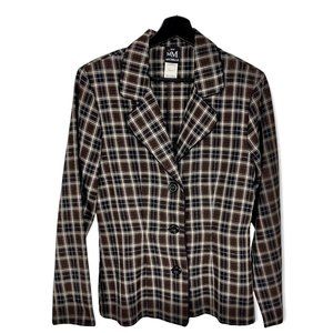 Vintage 90s My Michelle Brown Black Plaid Blazer Large
